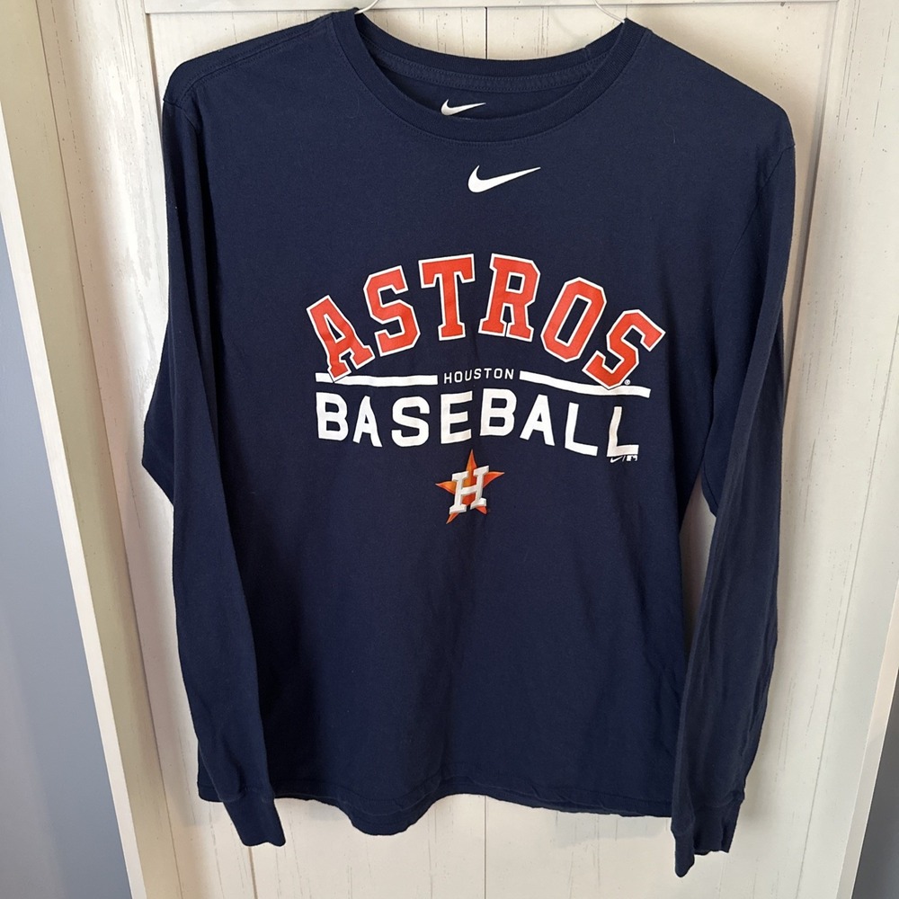 Nike Tee Houston Astros Shirt Mens Long Sleeve Shirt Baseball Large Athletic Cut